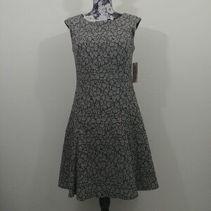 NWT Elegant Black and Gray Patterned Dress